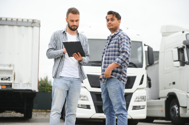 The truck driver delivered the cargo to the customer.